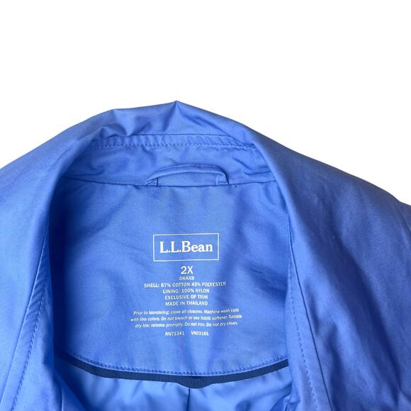 L.L. Bean Women's Double Breasted Long Trench Coat Periwinkle Blue Size 2X - Picture 4 of 9